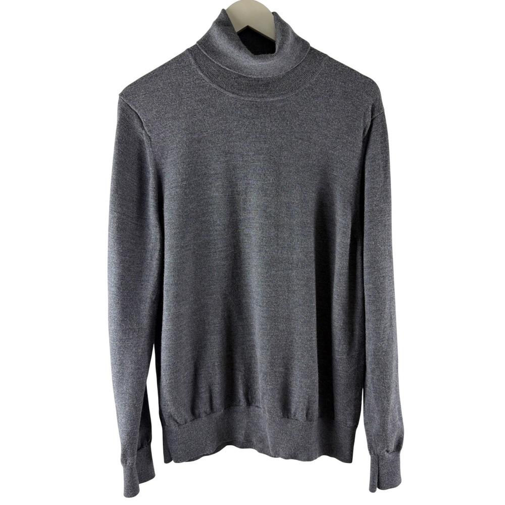 Sandro Paris Womens L Charcoal Grey 100% Wool Turtleneck Sweater Quiet Luxury